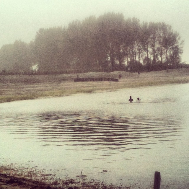 Swimming at somewhat of a beach